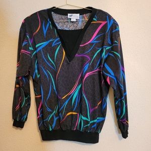 Vintage Retro TopNotch black and multi-color top size 18w